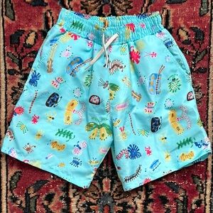 Bobo Choses Aqua Blue Printed Kids Swim Trunks